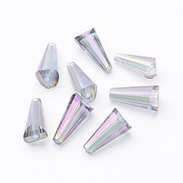 Honeyhandy Mixed Faceted Electroplated Cone Glass Beads, 16x8mm, Hole: 1.5mm