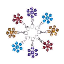 ARRICRAFT 10pcs Mixed Christmas Snowflake Zinc Alloy Enamel Pendants with Brass Lobster Claw Clasps