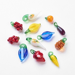 Nbeads Handmade Lampwork Beads, Mixed Color, Size: about 10.5~15mm in diameter, 22~34.5mm long, hole: 3mm