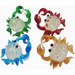 Honeyhandy Handmade Luminous Lampwork Pendants, Crab, Mixed Color, Size: about 32mm wide, 32mm long, hole: 5mm