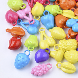 Honeyhandy Opaque Plastic Acrylic Fruit Pendants, Mixed Color, 19~30x8~16x5~13mm, Hole: 3~4mm