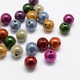 Honeyhandy Spray Painted Acrylic Beads, Miracle Beads, Round, Bead in Bead, Mixed Color, 8mm, Hole: 2mm