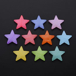 Imitation Jelly Acrylic Beads, Star, Mixed Color, 20.5x22x5mm, Hole: 1.8mm