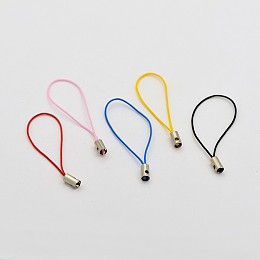 Honeyhandy Mobile Phone Strap, DIY Cell Phone Straps, Nylon Cord Loop with Iron Ends, Platinum, Mixed Color, 50mm