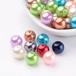 Arricraft Colorful Round Acrylic Pearl Beads, IMardi Gras Beads, Mixed Color, 10mm