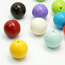 Honeyhandy Mixed Color Chunky Bubblegum Acrylic Round Beads, about 24mm in diameter, hole: 2mm