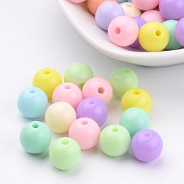 Arricraft Solid Chunky Bubblegum Acrylic Ball Beads, Round, Mixed Color, 10mm, Hole: 2mm