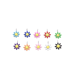 Honeyhandy 304 Stainless Steel Charms, with Enamel, Mixed Color, Flower, Stainless Steel Color, 10x7.5x2mm, Hole: 1mm