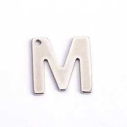 Honeyhandy 304 Stainless Steel Letter Charms, Letter.M, 11x10.5x0.5mm, Hole: 1mm