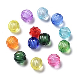 Honeyhandy Transparent Acrylic Beads, Bead in Bead, Round, Pumpkin, Mixed Color, 10mm, Hole: 2mm