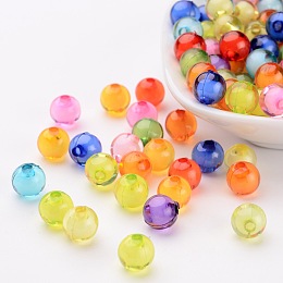 Honeyhandy Transparent Acrylic Beads, Bead in Bead, Round, Mixed Color, 8mm, Hole: 2mm