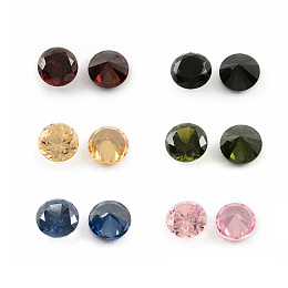 Honeyhandy Diamond Shaped Cubic Zirconia Pointed Back Cabochons, Faceted, Mixed Color, 8x4.6mm