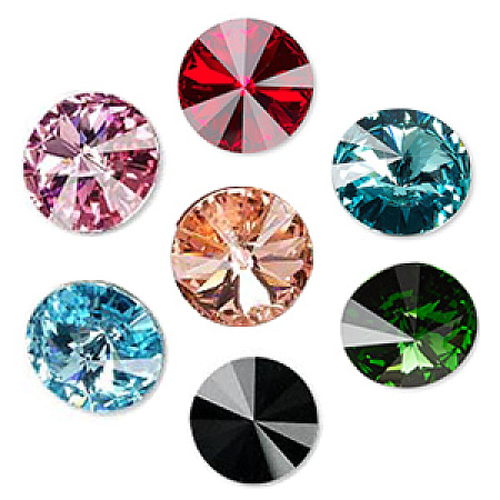 Arricraft Austrian Crystal Rhinestone Cabochons, Crystal Passions, Foil Back, Faceted Rivoli, 1122, Mixed Color, 12mm