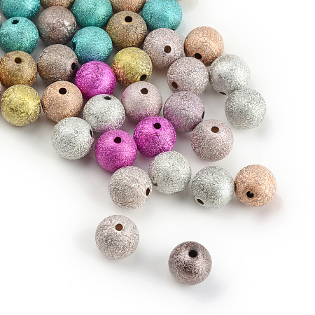 Honeyhandy Spray Painted Acrylic Beads, Matte Style, Round, Mixed Color, 6mm, Hole: 1.5mm, about 4700pcs/500g