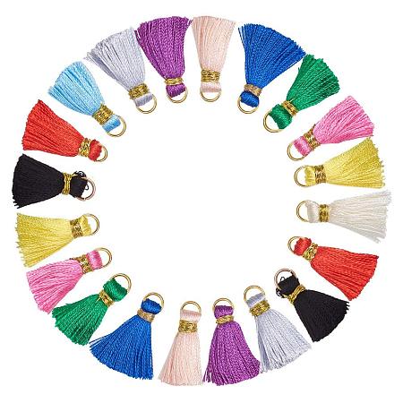 ARRICRAFT 100 Pcs Nylon Cord Tassel Pendant Decoration with Brass Gold Tone Open Jump Ring 26.5x5mm for Jewelry Making Mixed Color