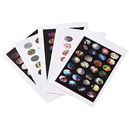 Arricraft 210~280pcs Scrapbooking Stickers Scrapbooking Bottle Caps Non-Adhesive Paper Picture Stickers Collage Sheets for Clear Oval Glass Cabochons