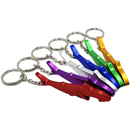 ARRICRAFT 12pcs Platinum Shark Bottle Openers Key Chain Mixed Color Party Favors Rustic Decoration Aluminum Alloy Bottle Openers with Iron Rings