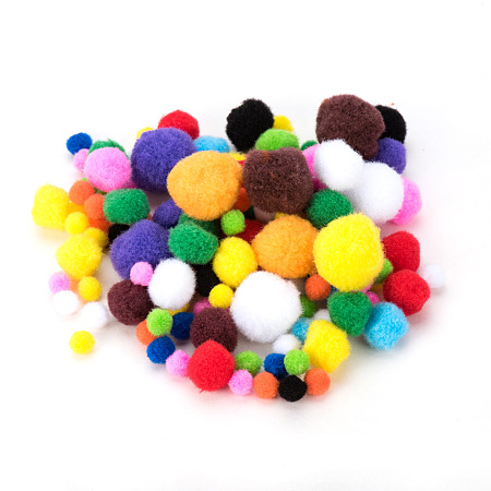 PandaHall Elite 10mm to 30mm Mixed Sizes Pompoms Multicolor Assorted Pom Poms Balls for DIY Doll Craft Party Decoration, about 550pcs/bag