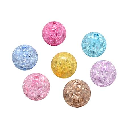 NBEADS 100pcs/500g 2cm Mixed Color Acrylic Transparent Crackle Beads Spacer Loose Beads for Jewelry Making