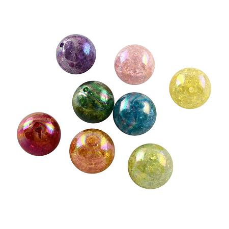 NBEADS 108pcs/500g Random Mixed Color Transparent AB Color Crackle Acrylic Round Beads for Jewelry Making