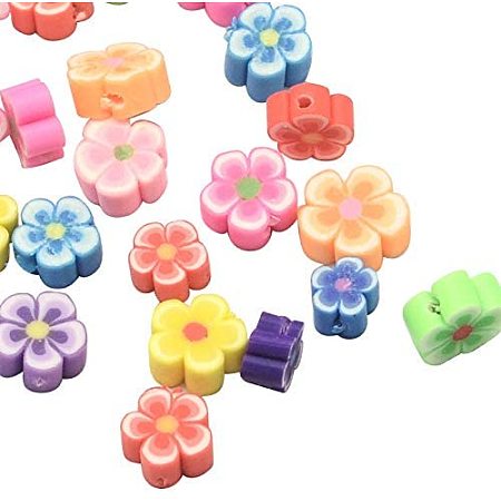 CHGCRAFT 500pcs Flower Beads Polymer Clay Beads Handmade Flower Beads Blossom Loose Beads for DIY Jewelry Making Supplies Craft Beading Kit, Mixed Color