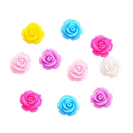 NBEADS 500 Pcs Resin Cabochons, Flower, Mixed Color, 14x8mm