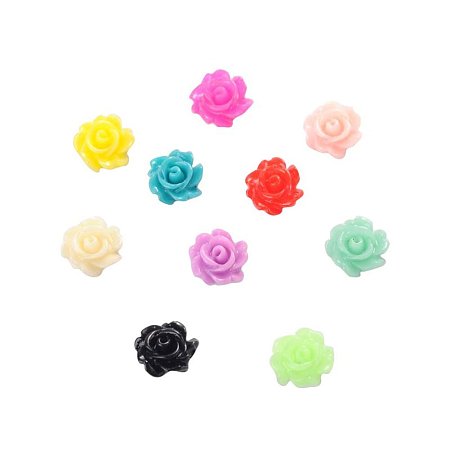 NBEADS 1000 Pcs Resin Cabochons, Flower, Mixed Color, 7x3mm
