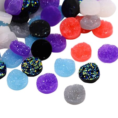 NBEADS 300 Pcs 12mm Random Mixed Color Flat Round Resin Cabochon for Photo Pendant Craft Jewelry Making