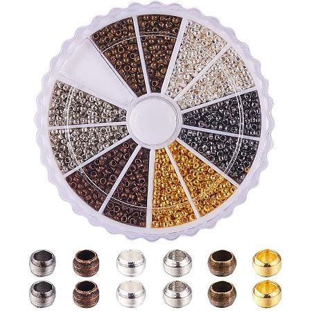 PandaHall Elite 3000 Pcs 6 Colors 2mm Brass Tube Crimp Beads Cord End Caps for DIY Jewelry Making