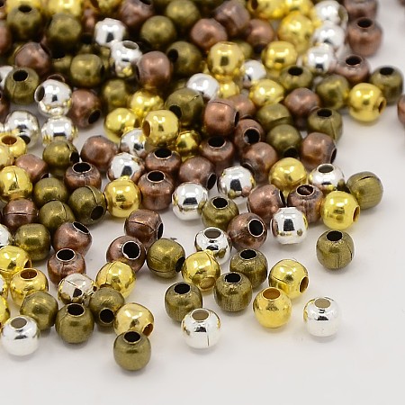 Honeyhandy Mixed Iron Round Spacer Beads, Mixed Color, 3.2x3mm, Hole: 1.2mm, about 3636pcs/200g