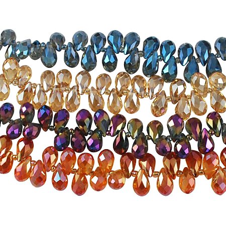 ARRICRAFT 500PCS Mixed Color Faceted Drop Electroplated Glass Beads, 12x6mm