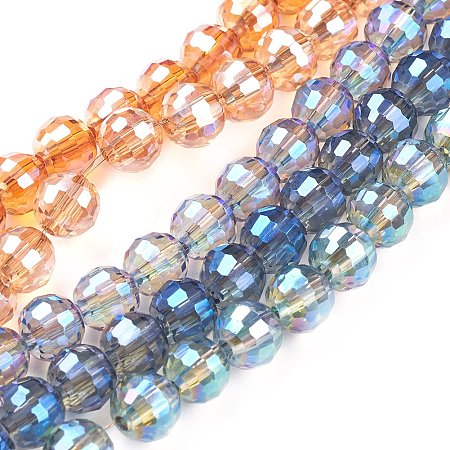 NBEADS 10 Strands Faceted Round Mixed Color Electroplate Glass Bead Strands with 6mm,Hole: 1mm,about 72pcs/strand