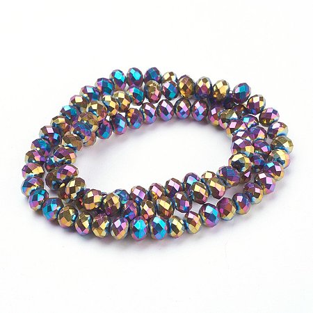 NBEADS 10 Strands Mixed Color Plated Faceted Abacus Electroplate Glass Bead Strands With 6x5mm,Hole: 1mm,About 100pcs/strand