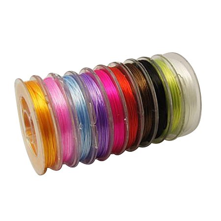 ARRICRAFT 10 Rolls 0.8mm Mixed Color Strong Stretchy Beading Elastic Wire, About 10m/roll