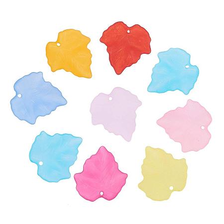 ARRICRAFT 745Pcs Transparent Frosted Style Maple Leaf Acrylic Charms Pendants Size 24x23x3mm Mixed Color