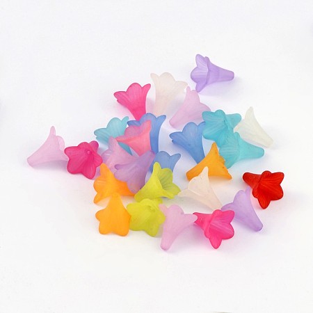 ARRICRAFT 344Pcs Transparent Frosted Style Acrylic Flower Beads Bracelet Necklace Spacer Loose Beads Charm Pendants Size 22x22mm Mixed Color