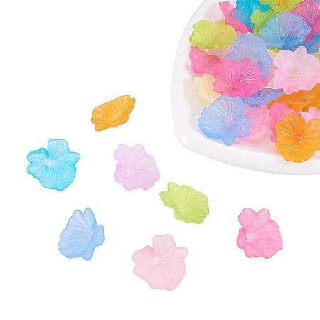 ARRICRAFT 250Pcs Transparent Frosted Style Acrylic Flower Beads Bracelet Necklace Spacer Loose Beads Charm Pendants Size 30x33x10.5mm Mixed Color