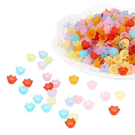 ARRICRAFT 2200Pcs Transparent Frosted Style Acrylic Flower Beads Bracelet Necklace Spacer Loose Beads Charm Pendants Size 10x9x6.5mm Mixed Color