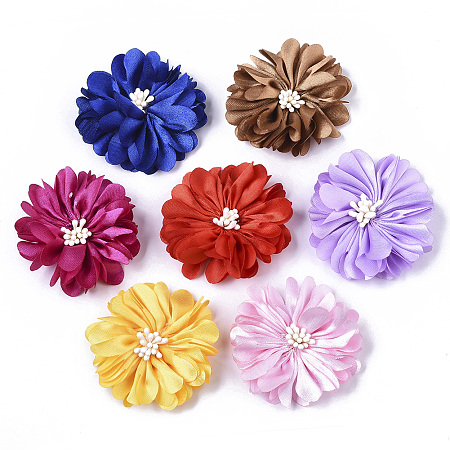 Honeyhandy Non-Woven Fabric Flowers, Wedding Ornament Appliques, for DIY Headbands Flower Accessories, Mixed Color, bottom: 20mm, 50x20mm