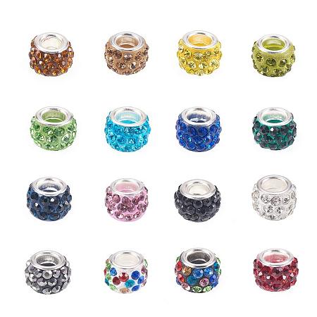 Big Hole Czech Crystal Rhinestone Pave Rondelle Spacer Beads Fit European Charms 