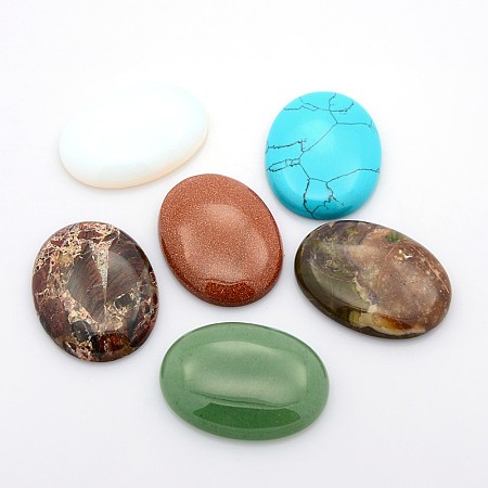 Honeyhandy Gemstone Cabochons, Oval, Mixed Stone, 40x30x7~9mm
