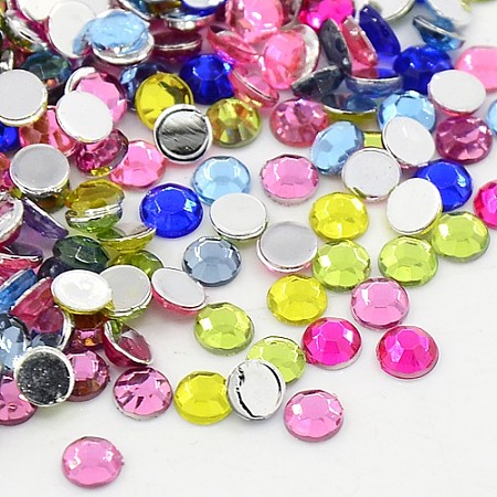 ARRICRAFT Imitation Taiwan Acrylic Rhinestone Cabochons, Faceted, Half Round, Mixed Color, 2x1mm, about 10000pcs/bag