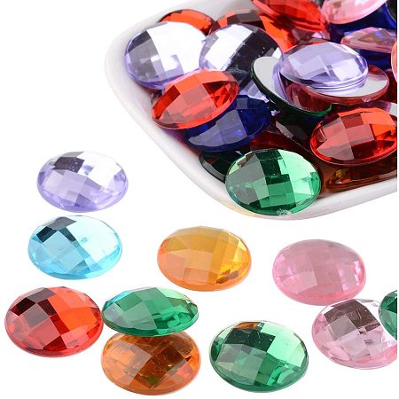 Arricraft 200pcs/bag 20mm Cabochons, Rhinestone Flat Back, Faceted Acrylic Dome Cabochons for Decoration Pendant Craft Jewelry Making-Mixed Color