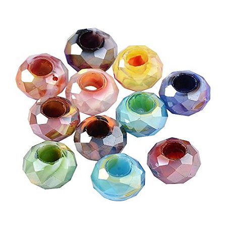 ARRICRAFT 100PCS 14x8mm Glass European Beads Without Core Large Hole Beads, Mixed Color