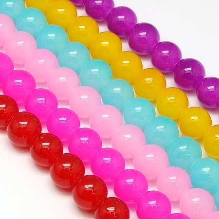 Honeyhandy Imitation Jade Glass Round Bead Strands, Mixed Color, 10mm, Hole: 1mm, about 42pcs/strand, 15.7 inch