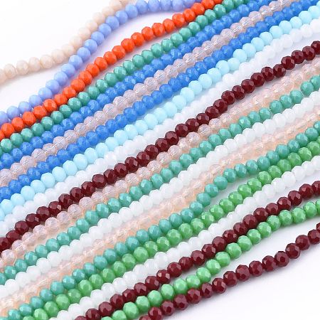 ARRICRAFT Faceted Rondelle Glass Beads Strands, Mixed Color, 4x3mm, Hole: 1mm, about 139pcs/strand, 18.5 inches
