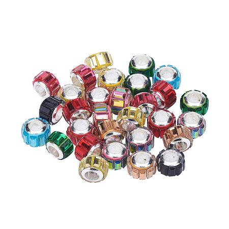 Arricraft About 100pcs Mixed Color Faceted Glass European Beads Large Hole Rondelle Column Beads for Jewellery Making; 10mm in Diameter, Hole: 5mm