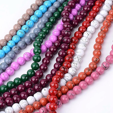 Drawbench Glass Bead Strands, Round, Mixed Color, 8mm; Hole: 1.3~1.6mm; about 100pcs/strand, 31.4 inches
