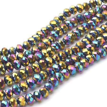 NBEADS 10 Strands Multi-Color Plated Faceted Abacus Electroplate Glass Beads Strands with 6x4mm,Hole: 1mm,About 100pcs/strand