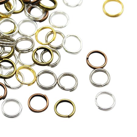 NBEADS 500g Mixed Color Iron Double Jump Rings, Split Rings, 7x0.7mm; about 5.6mm inner diameter; about 6000pcs/500g